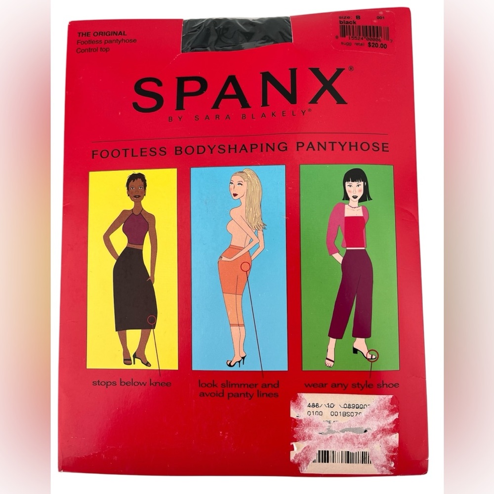 SPANX The Original Footless Control Top Pantyhose Black Size B NWT